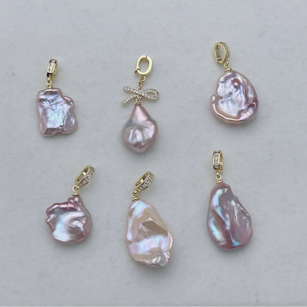 N76 Handmade Freshwater Baroque Pearl Detachable Pendant - Picture 1 of 4